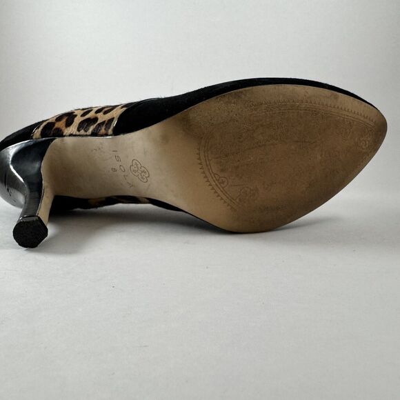 Isola Isabel exotic banded pump leopard print lace up leather stiletto sz 8 - Picture 7 of 9